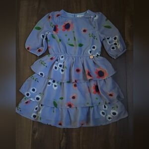 Charming Floral Kids Dress - Blue and Red